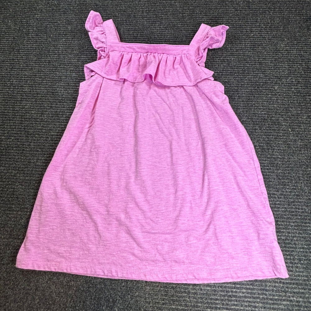 Cat & Jack‎ Girls Pink Ruffle Sleeveless Dress Size XL 14/16 Slub Knit Casual